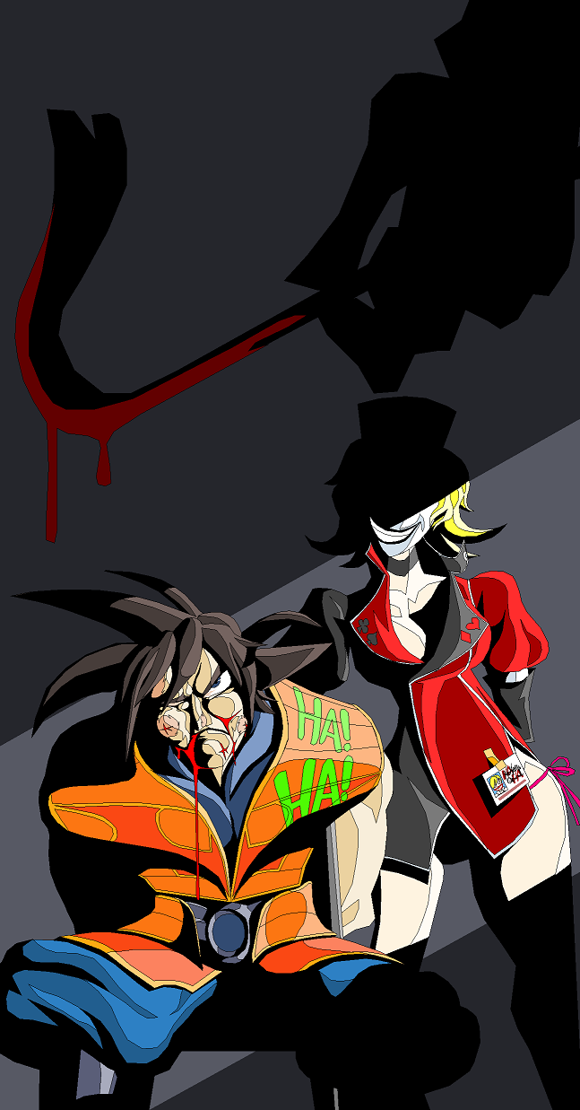 son goku, harley quinn, and joker (dragon ball and 2 more) drawn by terry_jones_(tyrranux)