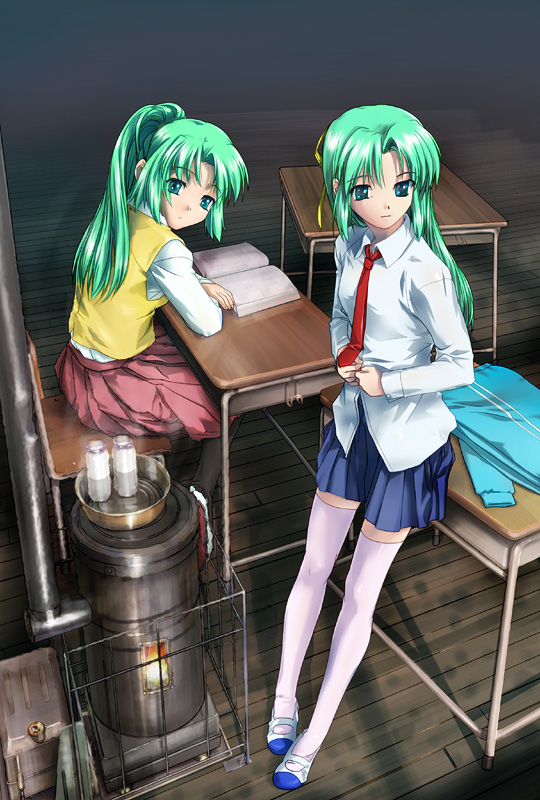 sonozaki mion and sonozaki shion (higurashi no naku koro ni) drawn by ashibe_ryou