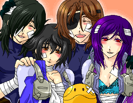 haro, tieria erde, setsuna f. seiei, lockon stratos, and allelujah haptism (gundam and 1 more) drawn by reno-kichi
