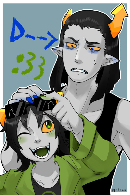nepeta leijon and equius zahhak (homestuck) drawn by mihirahira