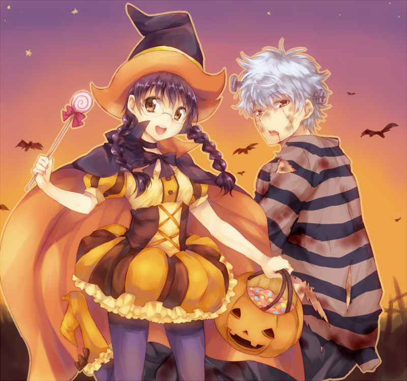 sakata gintoki and shimura shinpachi (gintama) drawn by maruki_(punchiki)