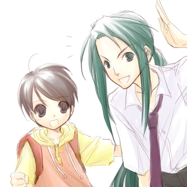 tsuruya-senpai and kyonko's brother (suzumiya haruhi no yuuutsu)
