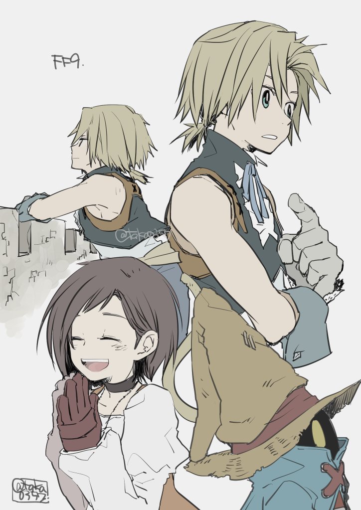zidane tribal, garnet til alexandros xvii, and vivi ornitier (final fantasy and 1 more) drawn by takase_toho