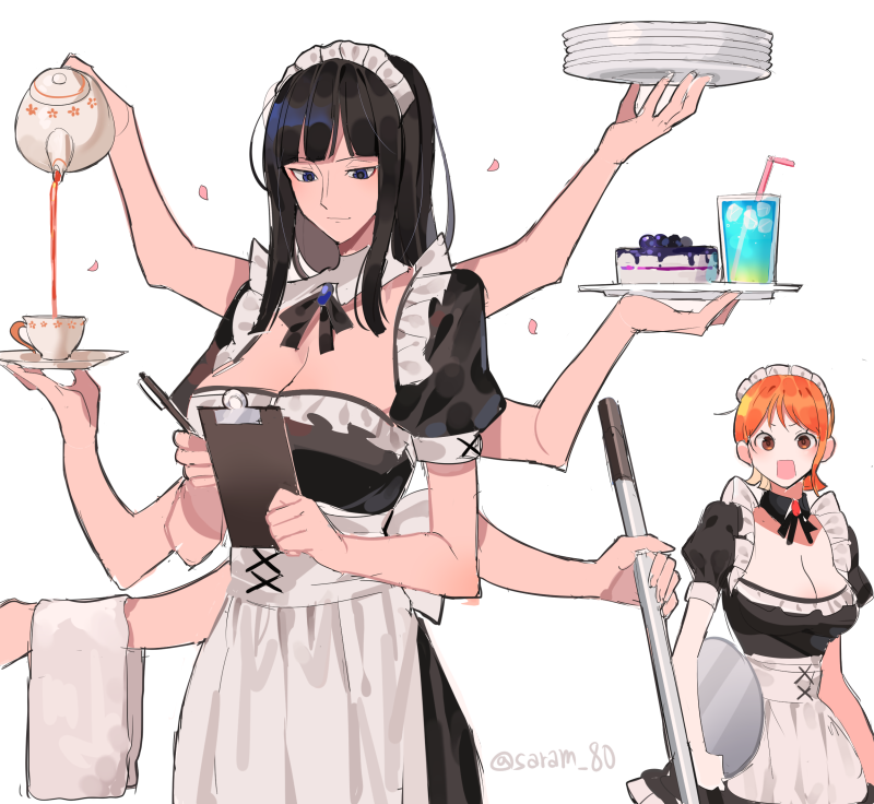 nami and nico robin (one piece) drawn by joman