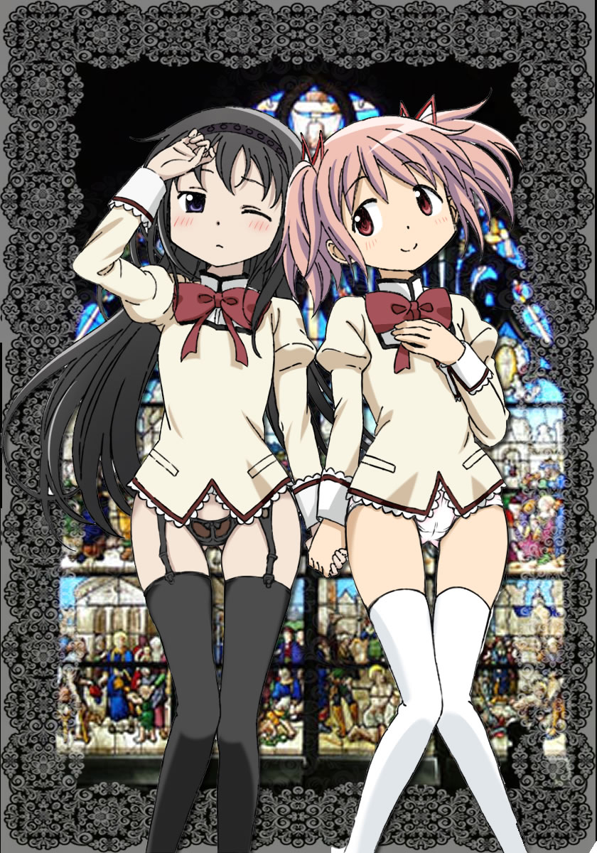 akemi homura and kaname madoka (mahou shoujo madoka magica)