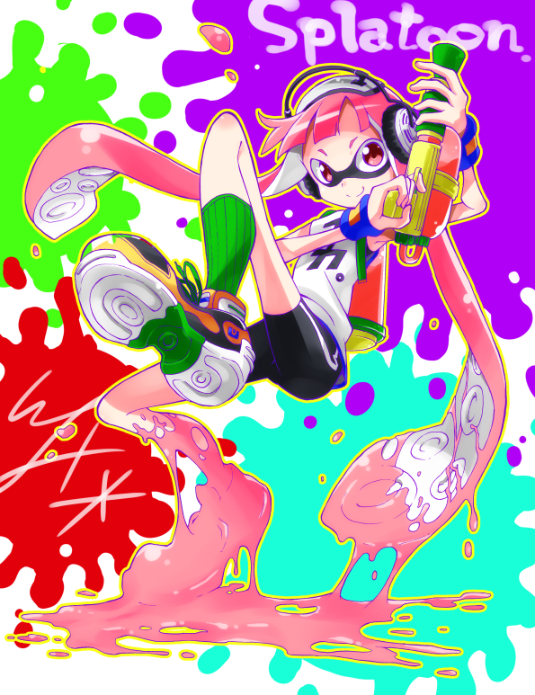 inkling player character, inkling girl, and kaori (splatoon and 1 more) drawn by io_naomichi