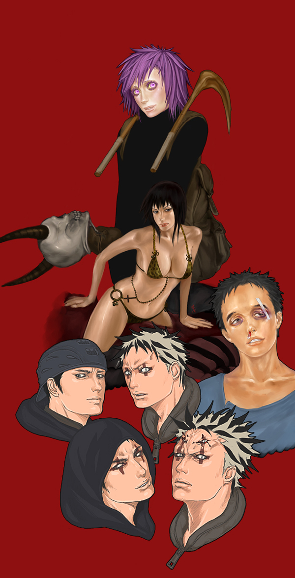 aikawa, risu, ebisu, kai, kasukabe, and 2 more (dorohedoro) drawn by maman_(ottt-ttto)