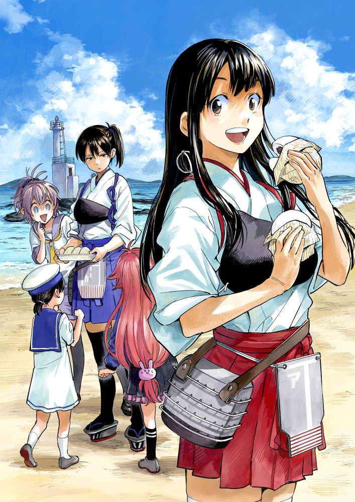 kaga, akagi, aoba, uzuki, and hiburi (kantai collection) drawn by hiro_(chumo)
