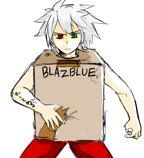 ragna the bloodedge and cardboard box gundam (gundam and 1 more)