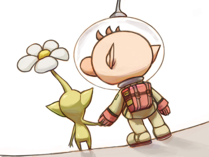 olimar and yellow pikmin (pikmin) drawn by naru_(wish_field)