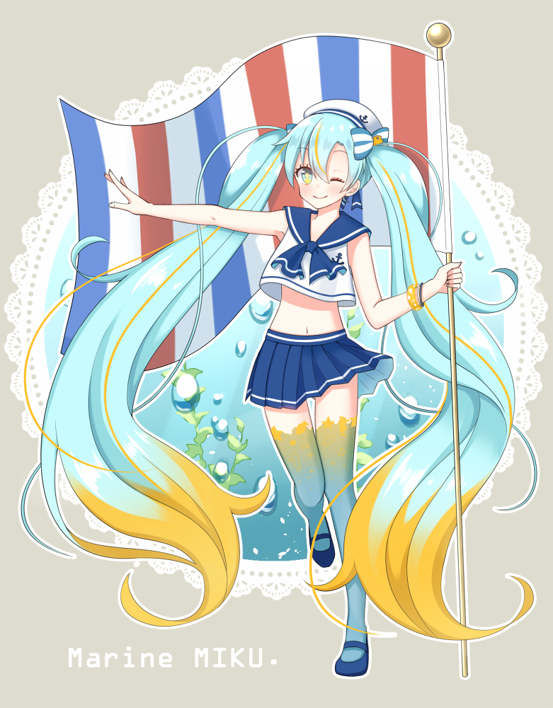 hatsune miku and marine miku (vocaloid) drawn by tgw83