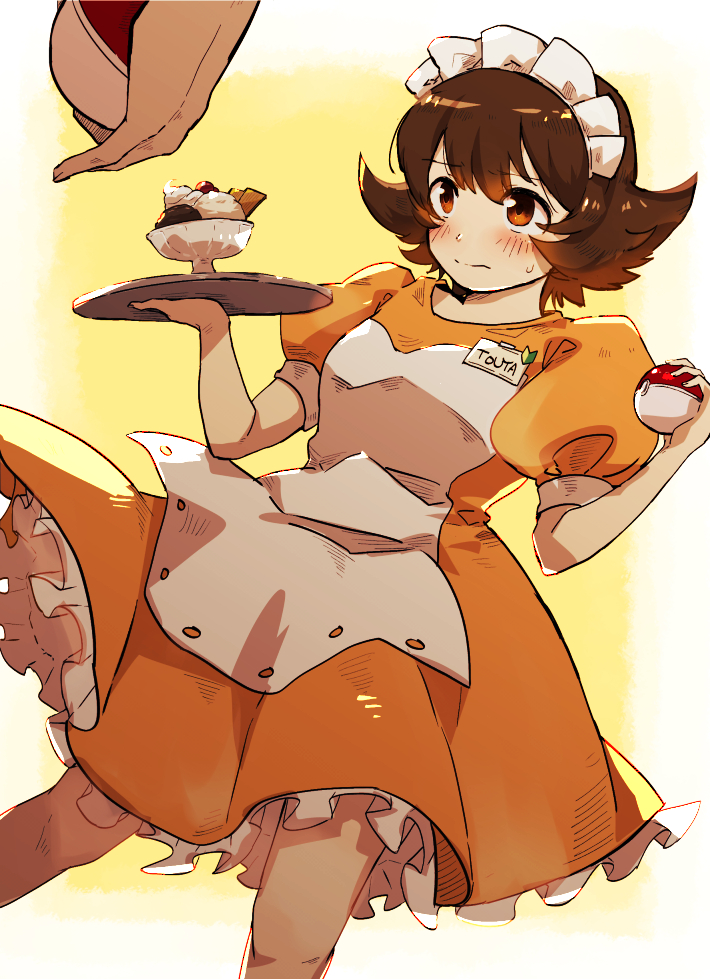 hilbert and waitress (pokemon and 1 more) drawn by tarai_(yamadarairai)