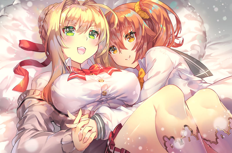 fujimaru ritsuka and nero claudius (fate and 2 more) drawn by yoshimoto_(dear_life)