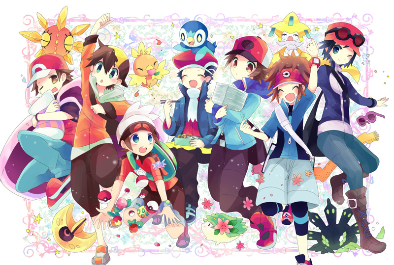 red, ethan, piplup, hilbert, brendan, and 9 more (pokemon and 8 more) drawn by cocoloco