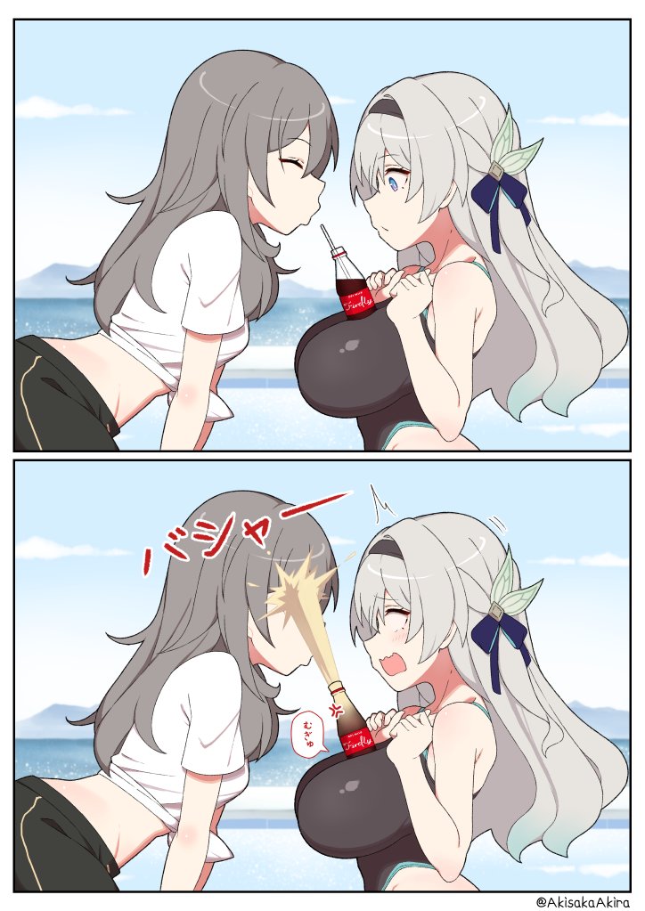 trailblazer, firefly, and stelle (honkai and 1 more) drawn by akisaka_akira