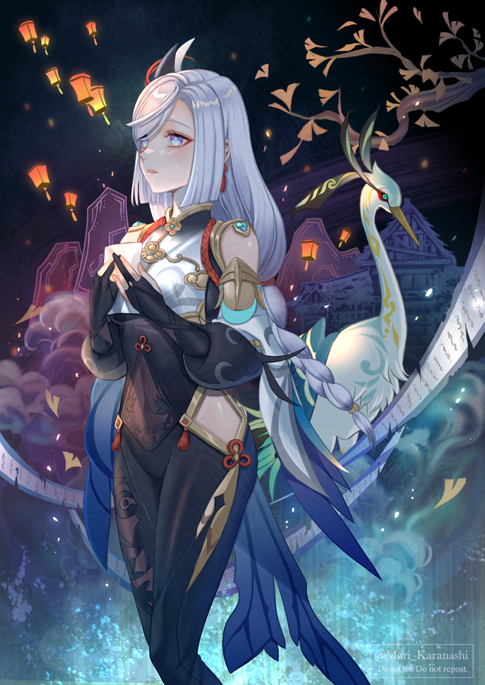 shenhe, xianyun, and cloud retainer (genshin impact) drawn by karanashi_mari