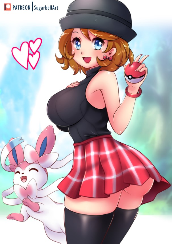 serena and sylveon (pokemon and 1 more) drawn by sugarbell