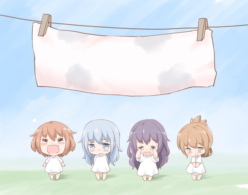 hibiki, inazuma, ikazuchi, and akatsuki (kantai collection) drawn by gale_kawaii