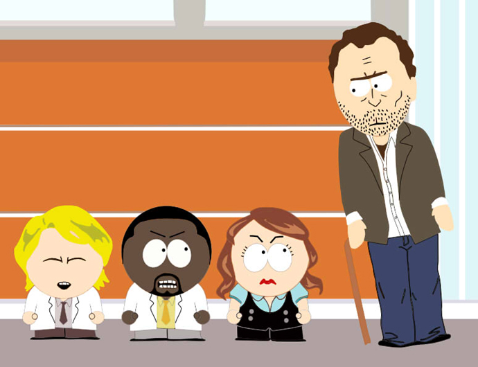 gregory house, robert chase, eric foreman, and allison cameron (south park and 1 more) drawn by kuriyakin