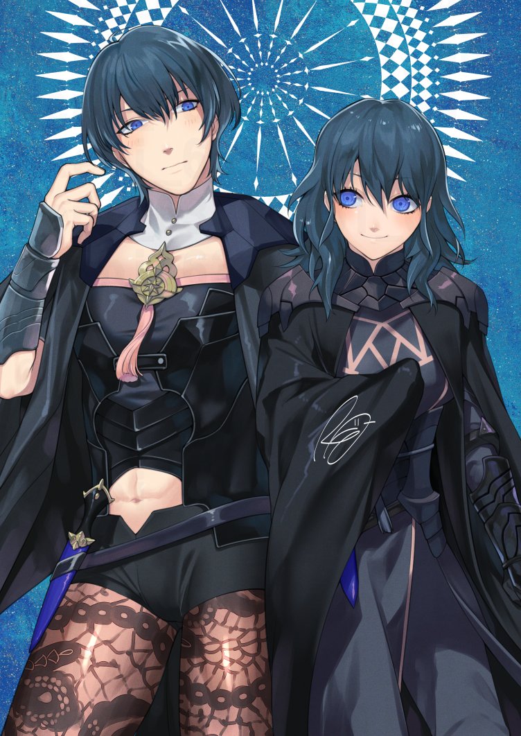 female byleth and male byleth (fire emblem and 1 more) drawn by rkp