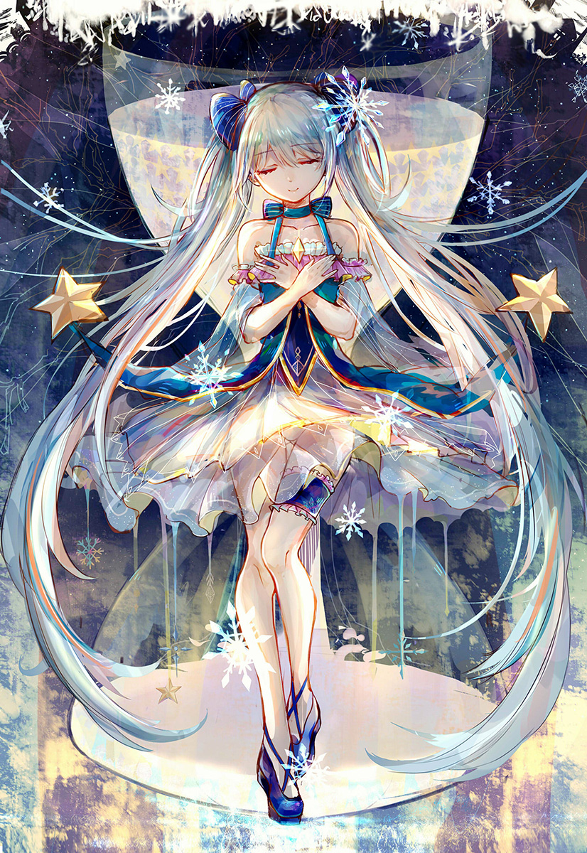 hatsune miku and yuki miku (vocaloid) drawn by bai_qi-qsr