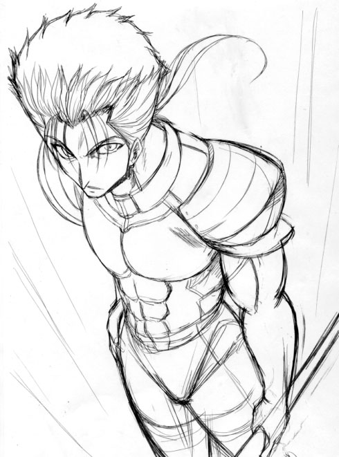 cu chulainn (fate and 1 more) drawn by tapo