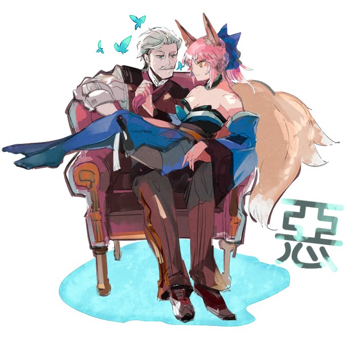 tamamo, tamamo no mae, and james moriarty (fate and 2 more) drawn by tooduki_kichi