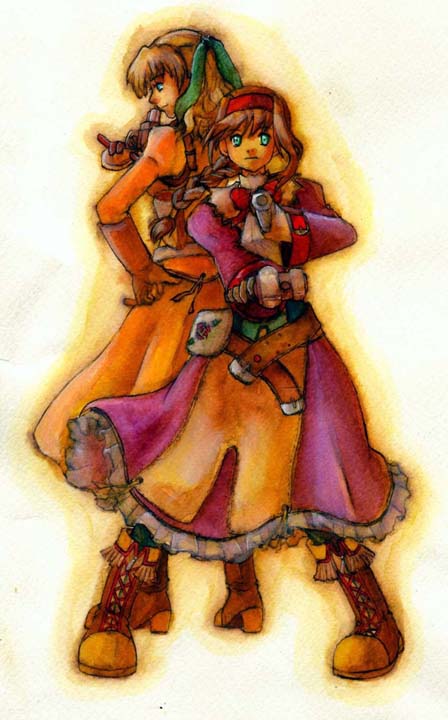 virginia maxwell and maya schrodinger (wild arms and 1 more) drawn by mana_(hitori_orchestra)