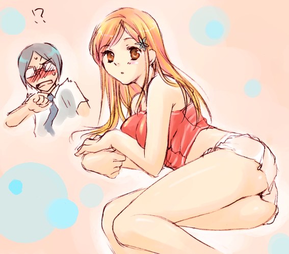 inoue orihime and ishida uryuu (bleach) drawn by kanae_funwa
