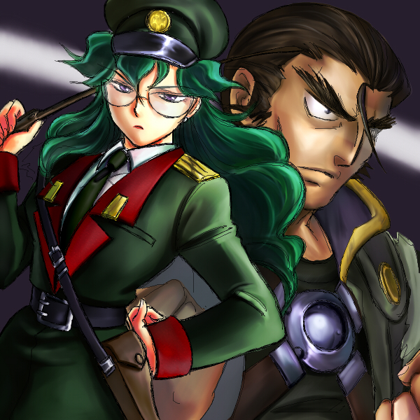 argo gulskii and nastasha zabigov (gundam and 1 more) drawn by b-saku