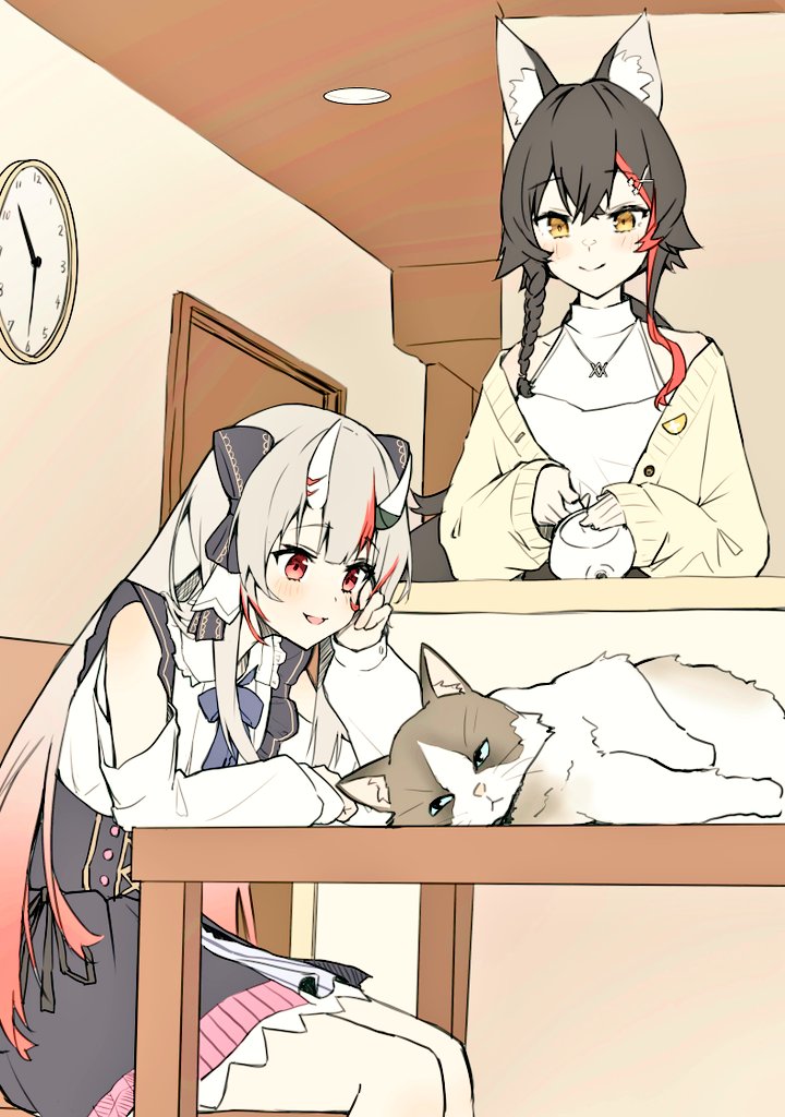 ookami mio, nakiri ayame, and taiga (hololive) drawn by mooninkyuu