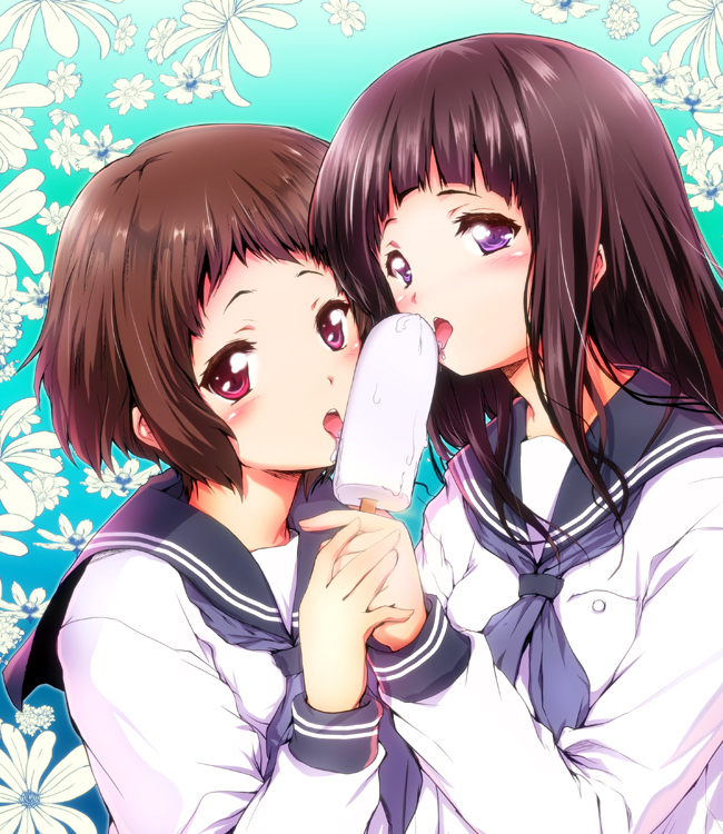 chitanda eru and ibara mayaka (hyouka) drawn by kashi