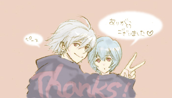 ayanami rei and nagisa kaworu (neon genesis evangelion) drawn by lowe_(slow) and lrk