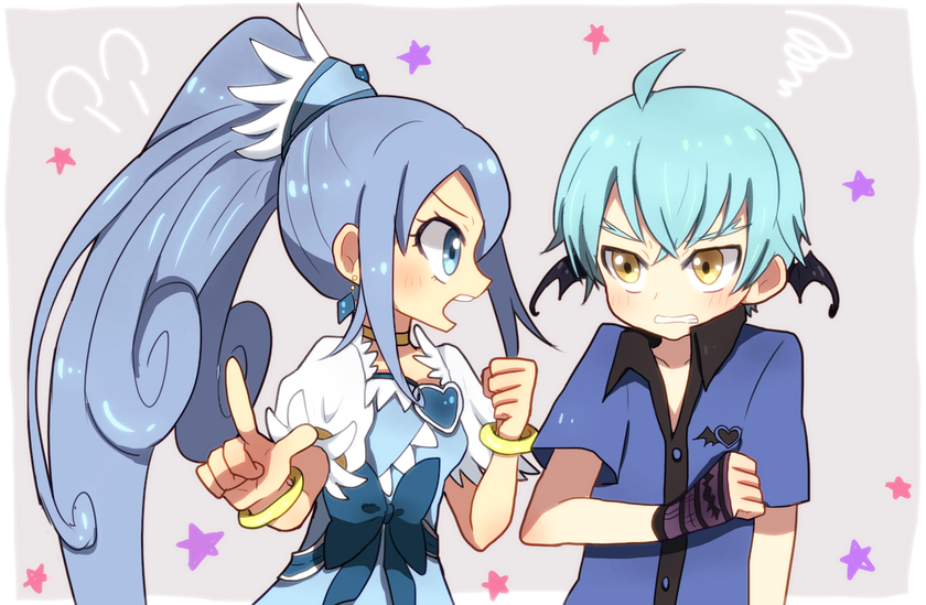 hishikawa rikka, cure diamond, and ira (precure and 1 more) drawn by ako_(ako0905)