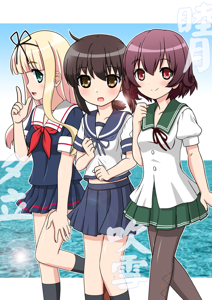 yuudachi, fubuki, and mutsuki (kantai collection) drawn by yukion