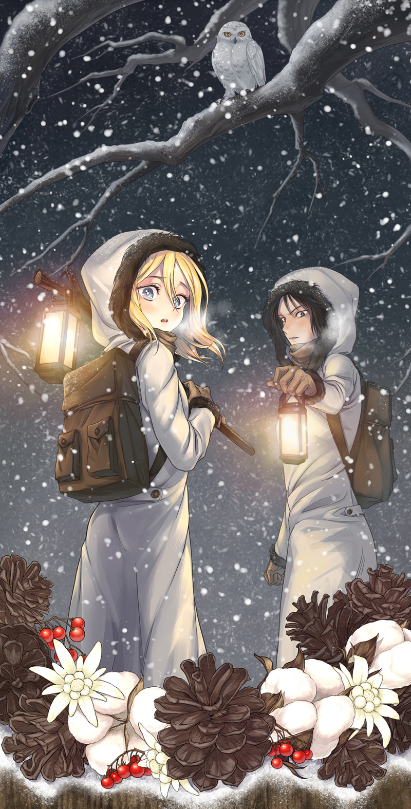 krista lenz and ymir (shingeki no kyojin) drawn by tanpi