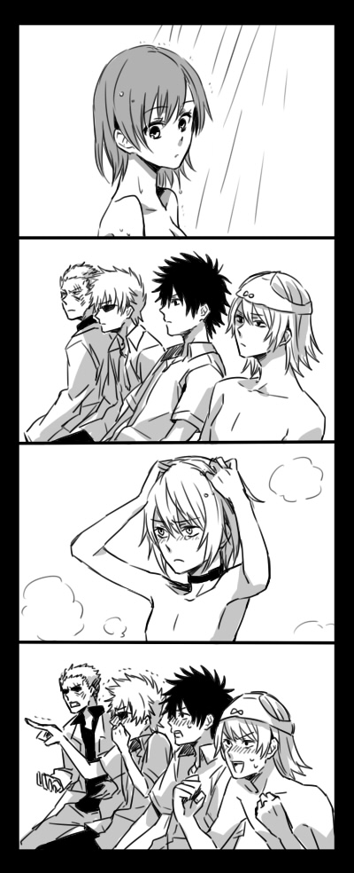 misaka mikoto, kamijou touma, accelerator, kakine teitoku, tsuchimikado motoharu, and 1 more (toaru majutsu no index and 1 more)