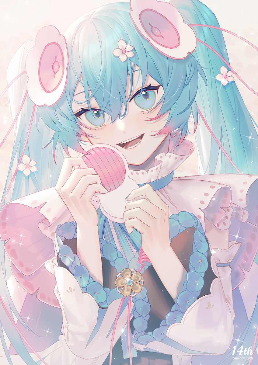 hatsune miku and magical mirai miku (vocaloid and 1 more) drawn by wenz
