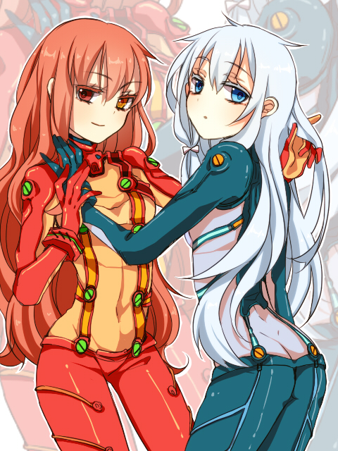 souryuu asuka langley, ayanami rei, kuroko tetsuya, and akashi seijuurou (neon genesis evangelion and 3 more) drawn by ms_(momose)