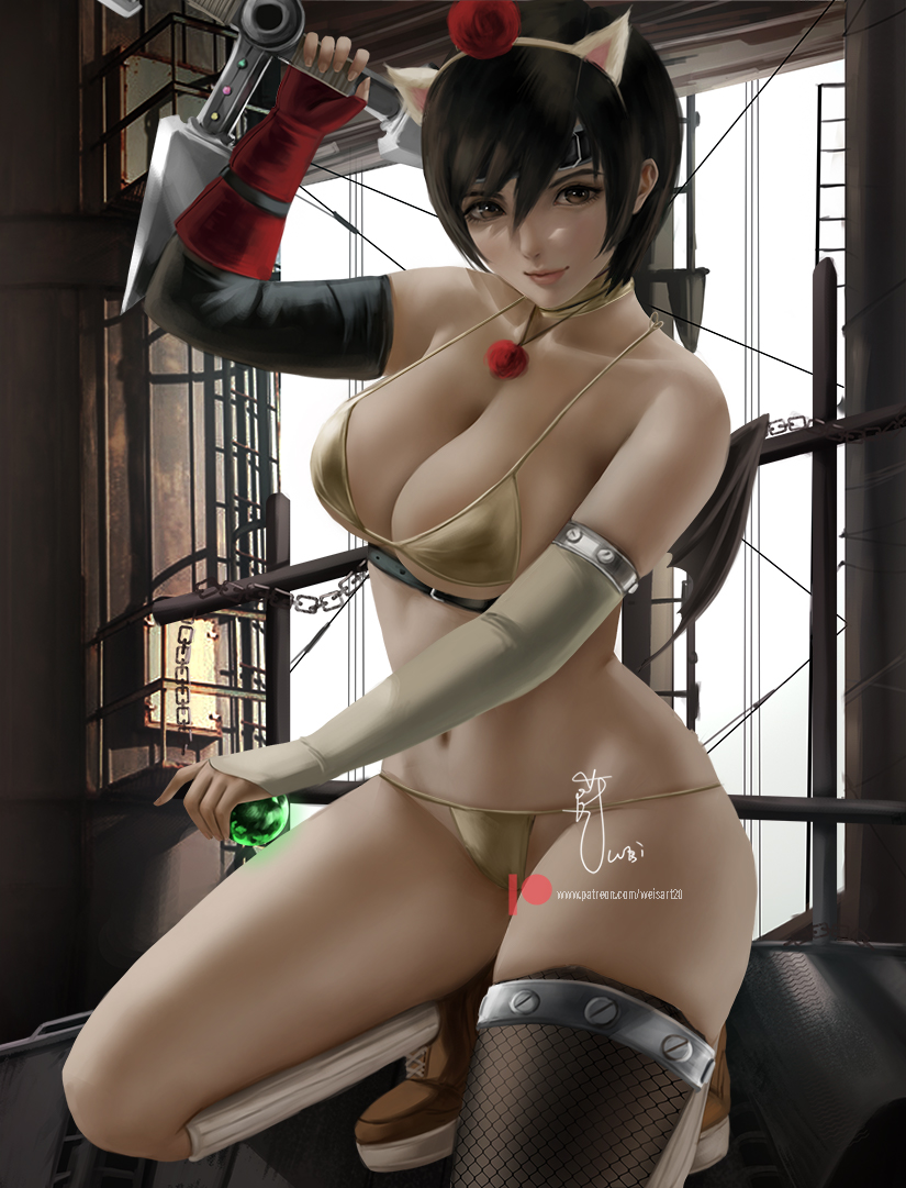 yuffie kisaragi and moogle (final fantasy and 2 more) drawn by wei_(promise_0820)