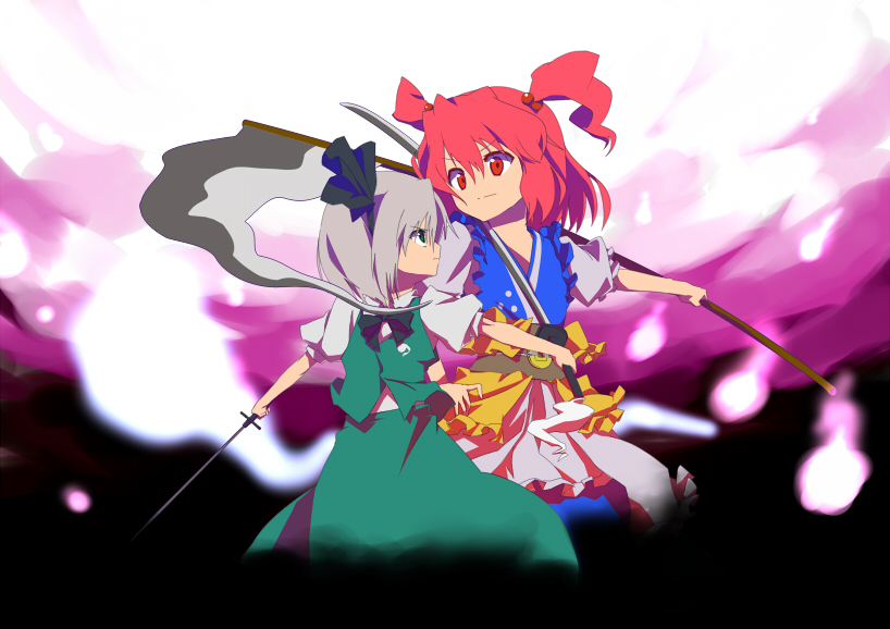 konpaku youmu and onozuka komachi (touhou) drawn by sawayaka_samehada
