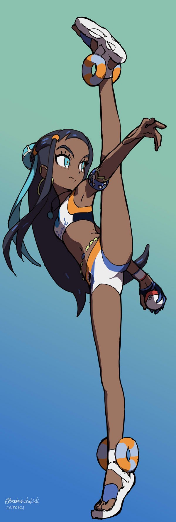 nessa (pokemon and 1 more) drawn by nadeara_bukichi