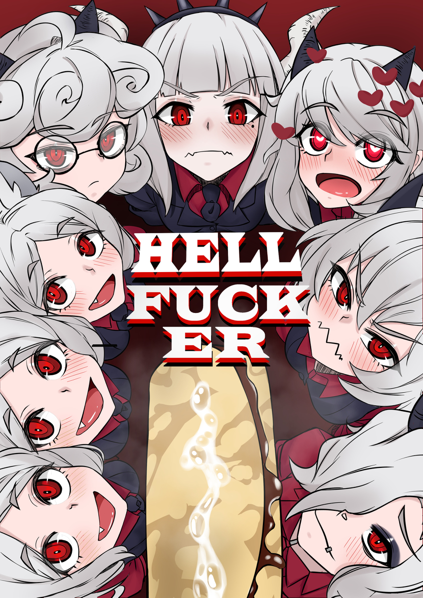 lucifer, modeus, cerberus, malina, zdrada, and 1 more (helltaker) drawn by diuda