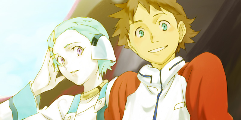 eureka and renton thurston (eureka seven) drawn by sakaki_kuuya