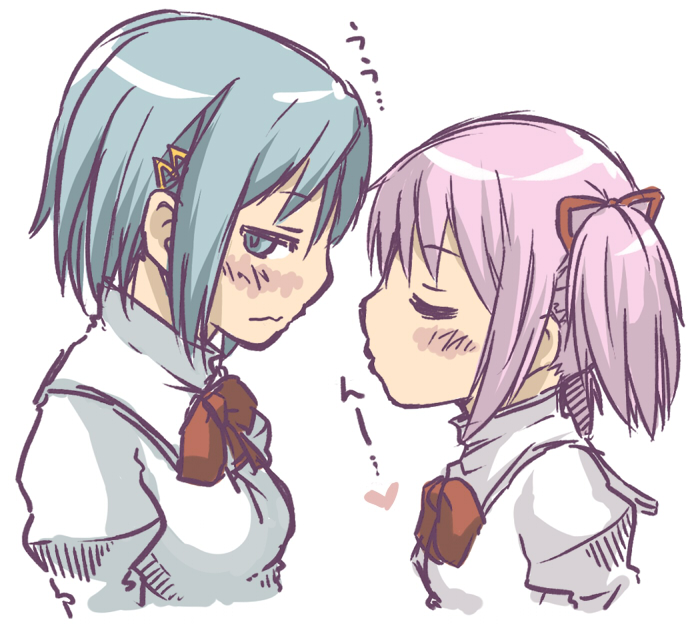 kaname madoka and miki sayaka (mahou shoujo madoka magica) drawn by es_(eisis)