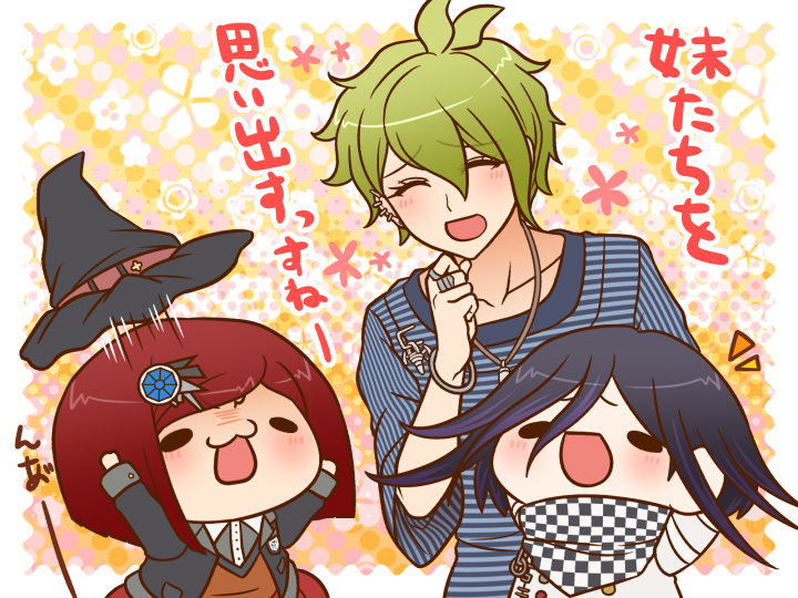 oma kokichi, yumeno himiko, and amami rantaro (danganronpa and 1 more) drawn by yumaru_(marumarumaru)