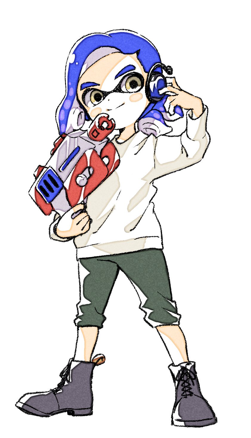 inkling player character and inkling boy (splatoon and 1 more) drawn by sen_squid