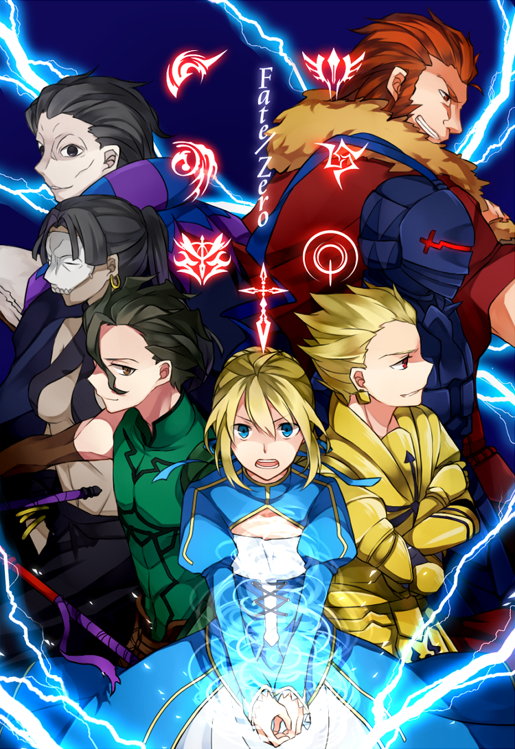 artoria pendragon, saber, gilgamesh, iskandar, diarmuid ua duibhne, and 4 more (fate and 1 more) drawn by kan'yu_(citron_82)