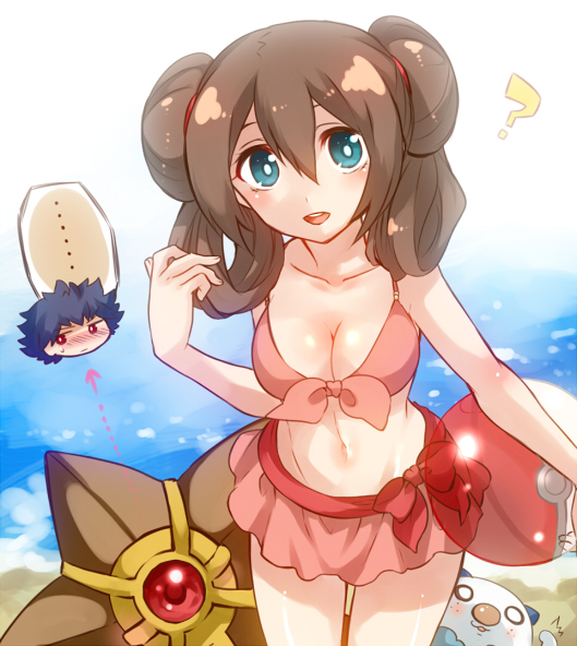 rosa, oshawott, hugh, and staryu (pokemon and 1 more) drawn by irouha