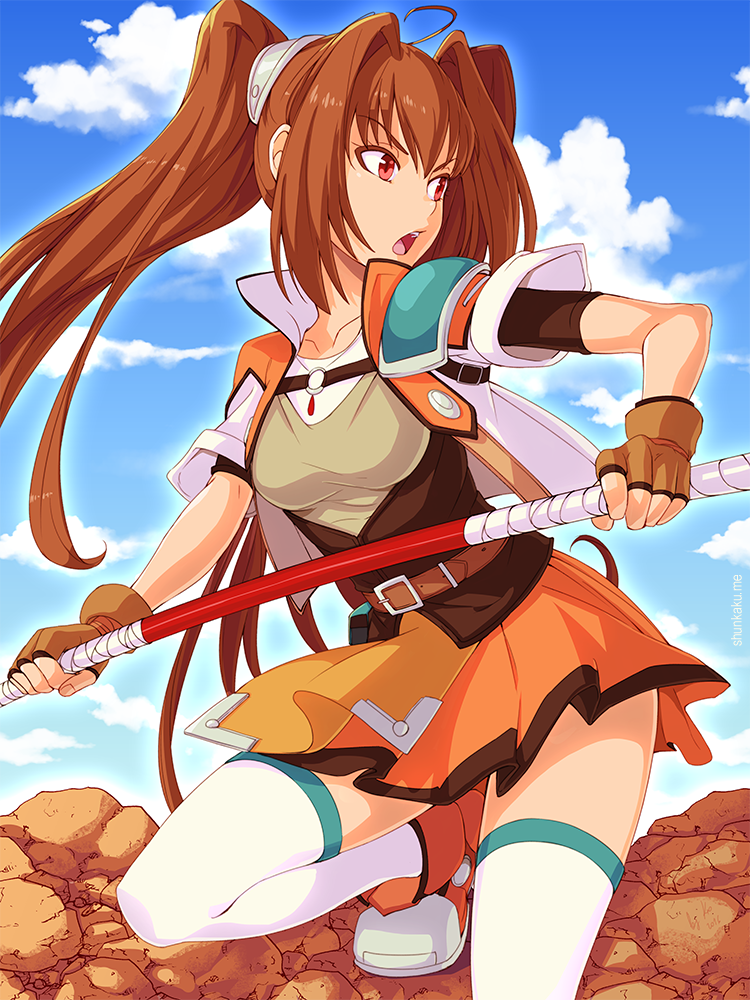 estelle bright (eiyuu densetsu and 1 more) drawn by ilya_kuvshinov and shunkaku